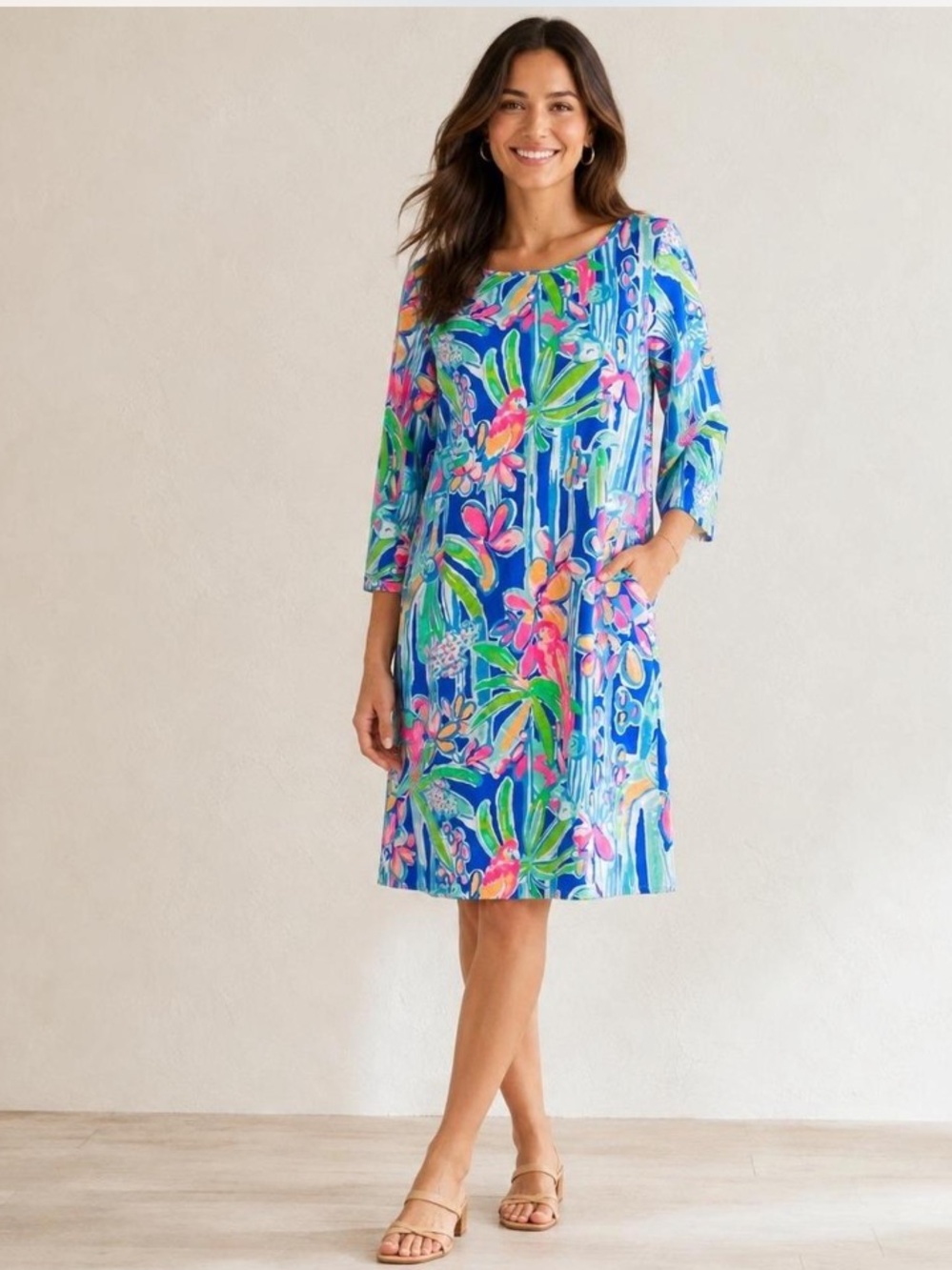 Like New Lilly Pulitzer Marlowe T-Shirt Jungle Hoppin Tropical Dress